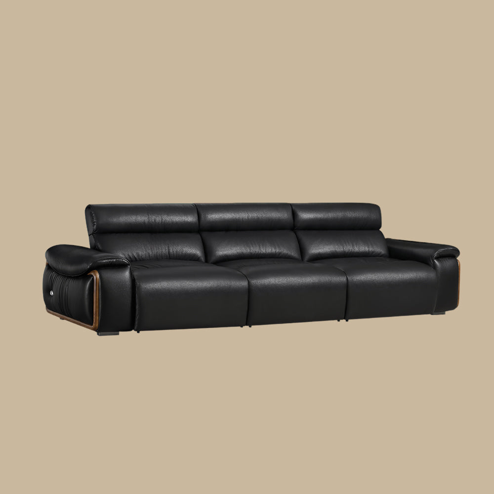 123.2'' Modern Power Reclining Leather Sofa Remote Control Adjustable Deep Seat Lounge Couch