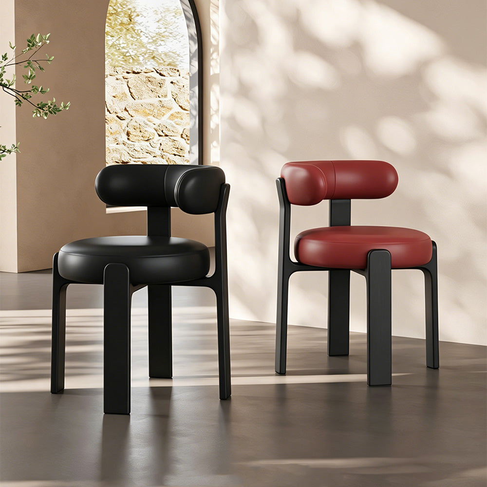 Set of 2 Modern Sculptural Dining Chair Upholstered Seat Minimalist Accent Chair with Metal Frame