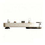 Load image into Gallery viewer, 86.6" Modern Walnut TV Stand Curved Edge Media Console Low Profile Entertainment Center
