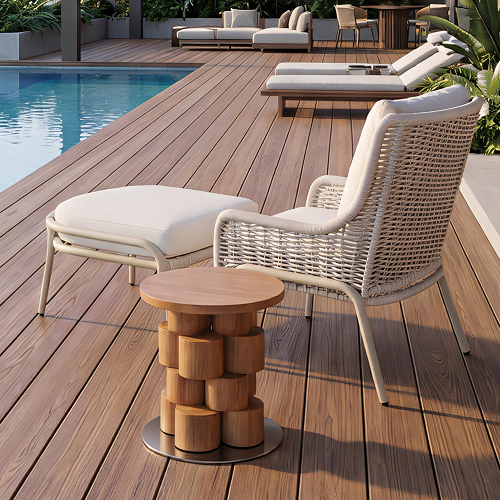 Modern Outdoor Lounge Chair with Woven Rope Frame and Weather Resistant Cushions