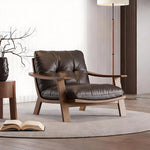 Load image into Gallery viewer, Mid Century Modern Faux Leather Lounge Chair Solid Wood Frame Accent Chair Deep Seat Leisure Armchair
