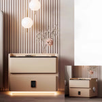 Load image into Gallery viewer, Smart Leather Nightstand with LED Ambience Light Wireless Charging Bluetooth Speaker and Digital Password Lock
