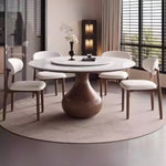 Load image into Gallery viewer, Round Dining Table Wooden Base and Ceramic Stone Top Modern Aesthetic
