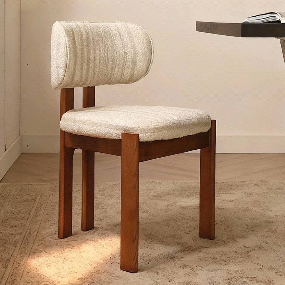 Set of 2 Modern Scandinavian Fabric Dining Chairs with Solid Wood Frame