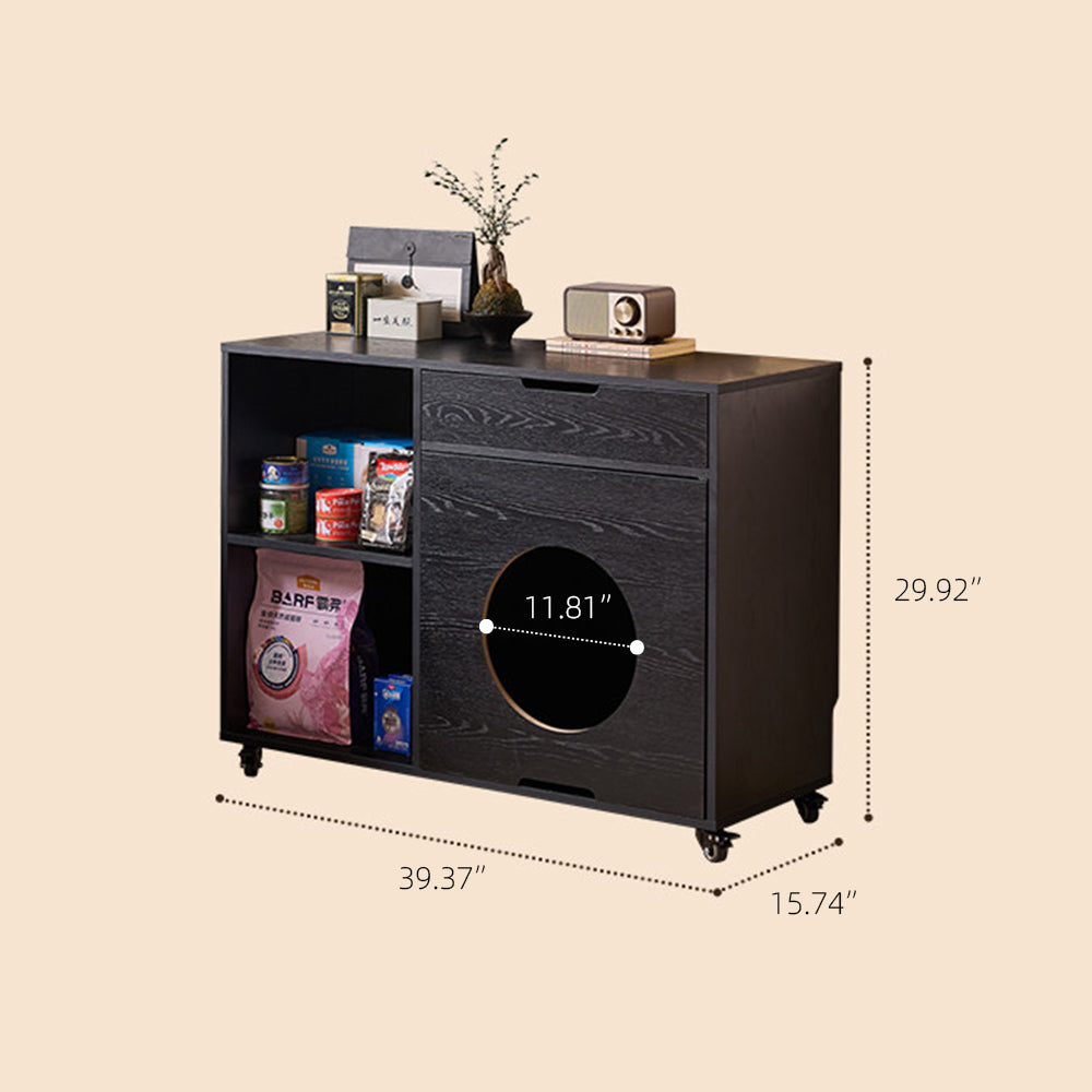 Modern Pet House Side Cabinet Wooden Storage End Table Multi Functional Design