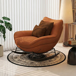Load image into Gallery viewer, Modern Rocking Lounge Chair Upholstered Fabric Accent Chair with Curved Design and Metal Base
