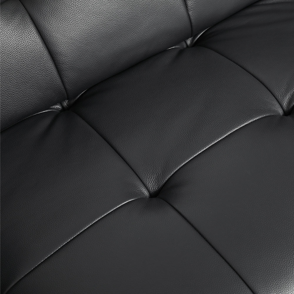130.7'' Modern Power Reclining Sectional Sofa Black Genuine Leather Deep Seat Electric Lounge Sofa with Chaise