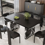 Load image into Gallery viewer, Modern Black Dining × Gray &amp; Gold Sideboard Minimalist Luxury Dining Room Bundle
