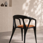 Load image into Gallery viewer, Modern Organic-Shaped Black Wood Arm Chair for Dining Room
