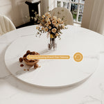 Load image into Gallery viewer, Round Dining Table Lazy Susan Marble Effect X Metal Base Perfect for 4-6 People
