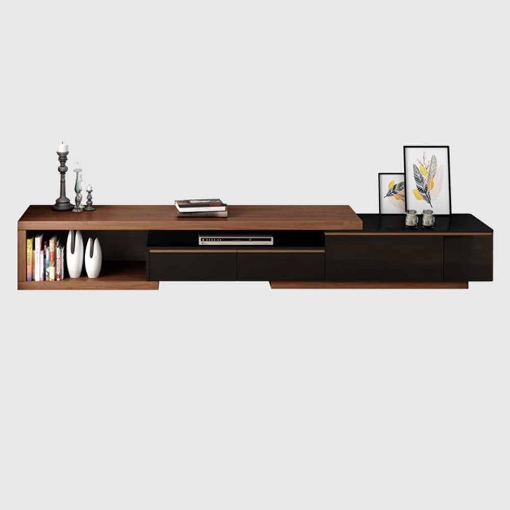 78.7'' Modern Walnut & Black Extendable TV Console Adjustable Media Stand with Large Storage Capacity