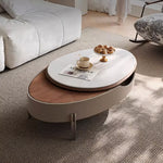 Load image into Gallery viewer, 46.8'' Modern Lift-Top Coffee Table with Sintered Stone Top &amp; Wood Base Sculptural Curved Design with Hidden Storage
