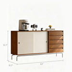 Load image into Gallery viewer, 63" Classic Wood Buffet Sideboard Cabinet with Sliding Door and Drawers
