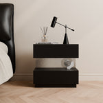 Load image into Gallery viewer, Contemporary Black Nightstand with Scratch-Resistant Leather &amp; Motion Sensor Lighting
