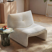 Modern Curved Bouclé Accent Lounge Chair Minimalist Armless Leisure Chair