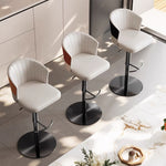 Load image into Gallery viewer, Modern Adjustable Swivel Bar Stool Cream Faux Leather Upholstered Counter Chair Stainless Steel Base 1 Piece
