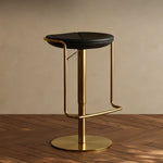 Load image into Gallery viewer, Modern Adjustable Swivel Bar Stool with Black Upholstered Seat and Gold Metal Base 1 Piece

