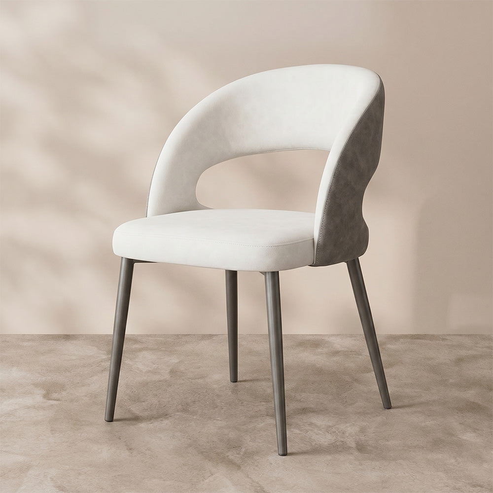 Modern Cream Dining Chair with Curved Open Back and Metal Legs 1 Piece