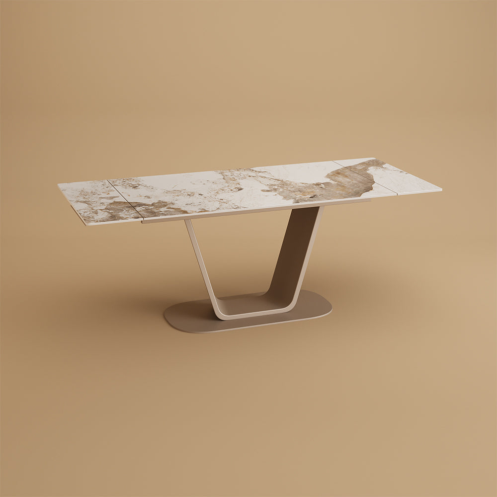 58"-81" Extendable Dining Table with Modern Patterned Stone Top