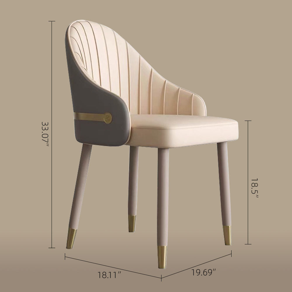 Set of 2 Modern Luxury Dining Chairs with Curved Backrest and Dual-Tone Upholstery