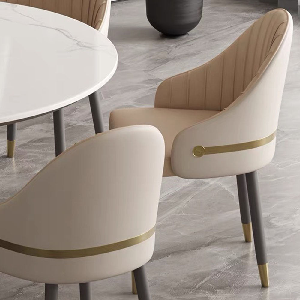 Set of 2 Modern Luxury Dining Chairs with Curved Backrest and Dual-Tone Upholstery