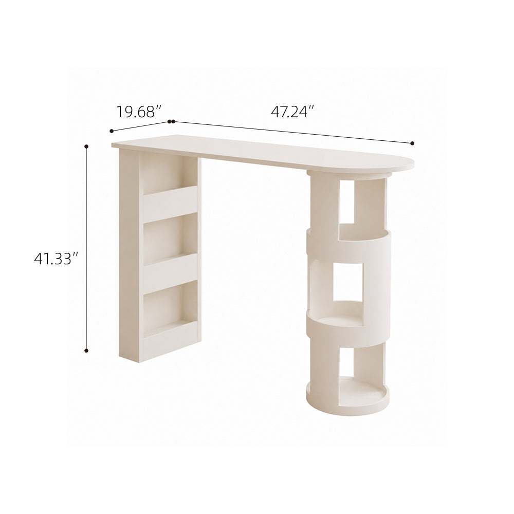 Multi Function White Sofa Side Bar Table with Layered Storage Space