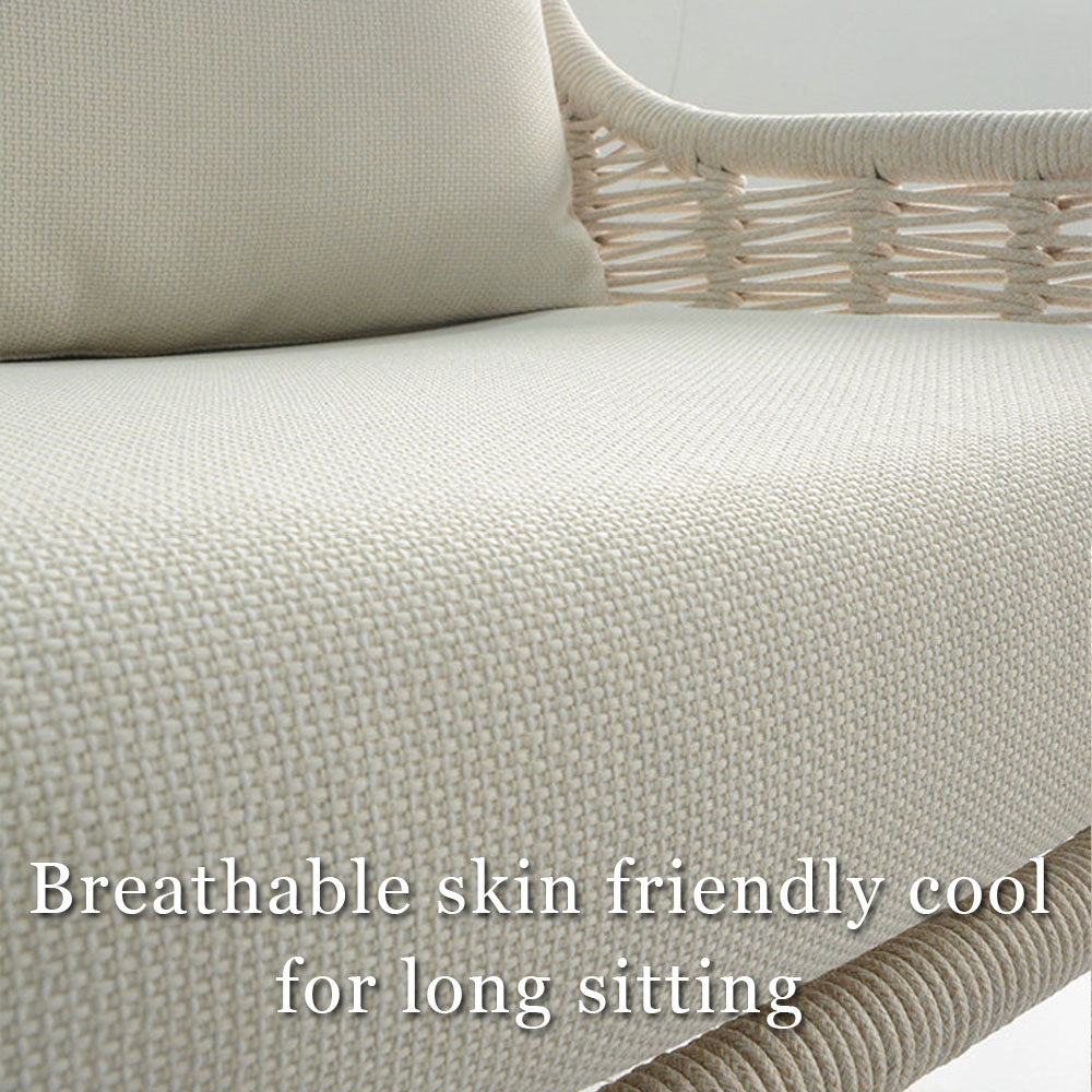 Modern Outdoor Lounge Chair with Woven Rope Frame and Weather Resistant Cushions