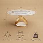 Load image into Gallery viewer, Round Dining Table Lazy Susan Marble Effect X Metal Base Perfect for 4-6 People
