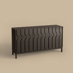 Load image into Gallery viewer, 55.1'' Modern Geometric Black Sideboard Cabinet with Decorative Doors and Spacious Storage

