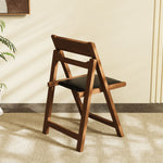 Load image into Gallery viewer, 4PCS Folding Chair Solid Wood with Black Leather Seat Space-Saving Durable Elegant Design
