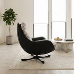 Load image into Gallery viewer, Printed Swivel Lounge Chair with Black Faux Leather Shell
