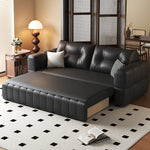Load image into Gallery viewer, Modern Black Leather Sofa Bed with Pull-Out Sleeper Convertible 2-in-1 Couch
