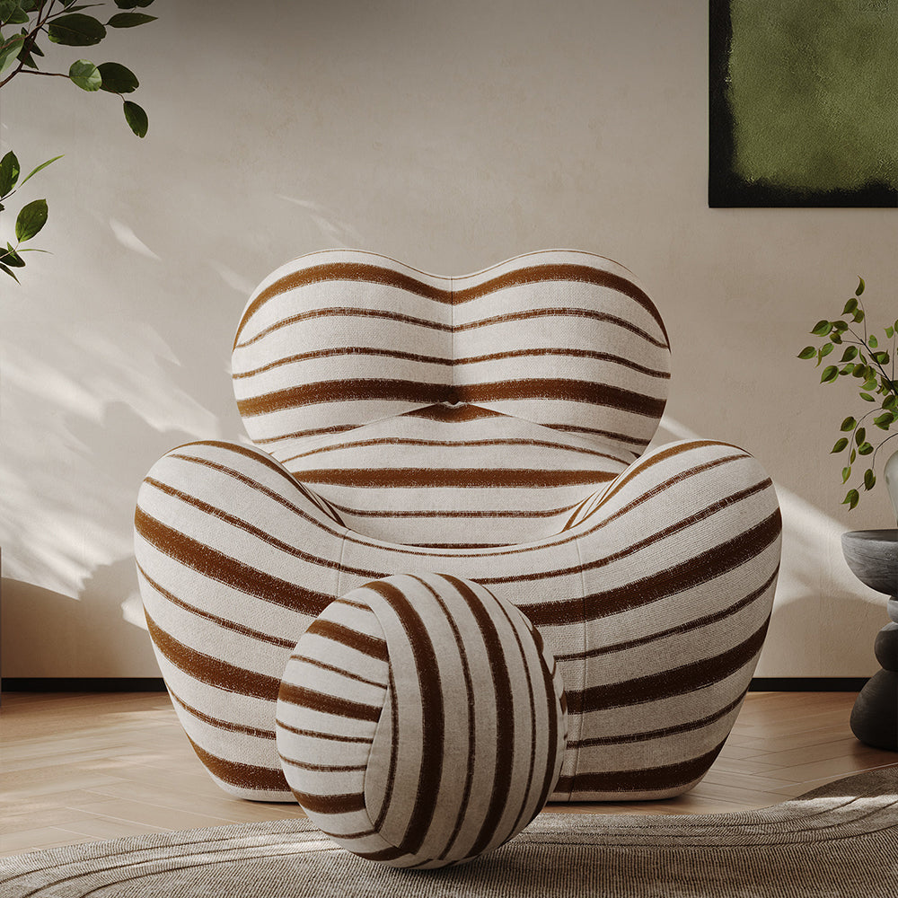 Modern Sculptural Striped Accent Chair Artistic Lounge Chair