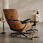 Load image into Gallery viewer, Mid Century Modern Lounge Chair Faux Leather Upholstery Walnut Wood Veneer Recliner Armchair
