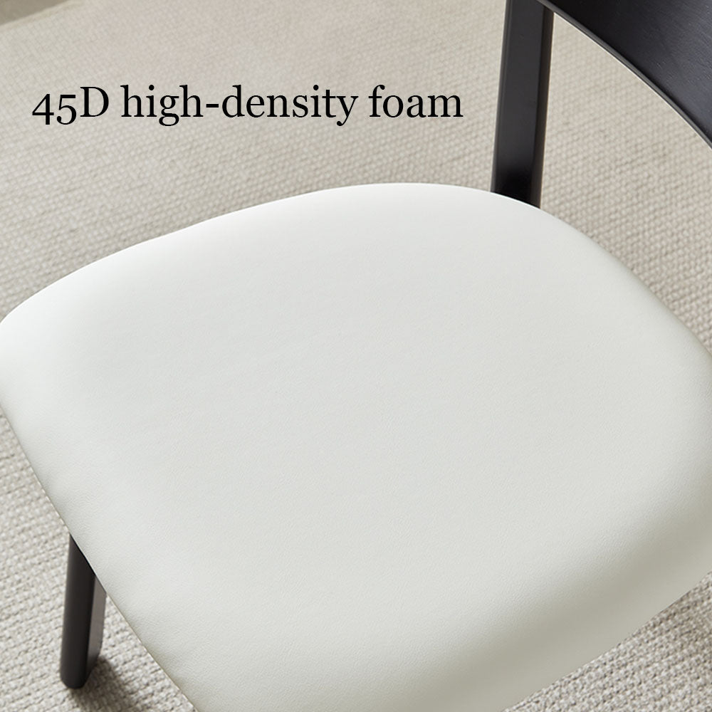 Modern Minimalist Dining Chair Solid Wood Frame with Curved Backrest & Soft Faux Leather Seat