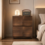 Load image into Gallery viewer, Modern Solid Wood Nightstand with Sculpted Drawer Design
