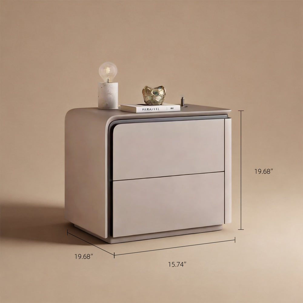 Modern Minimalist Bedside Table with Rounded Edges Two-Drawer Nightstand for Bedroom