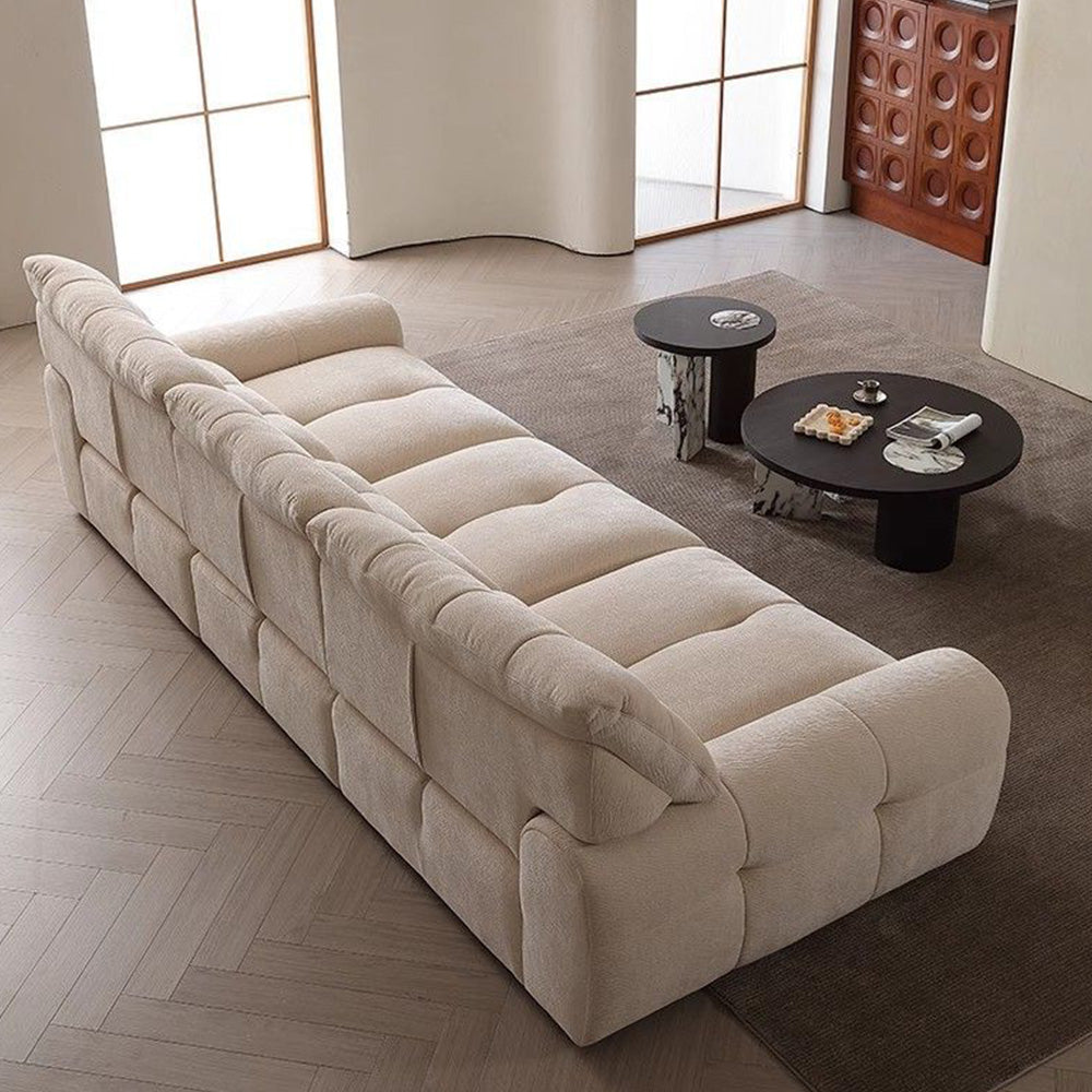 Modern Upholstered Sofa Movable Backrest Fabric Couch Minimalist Living Room Sofa