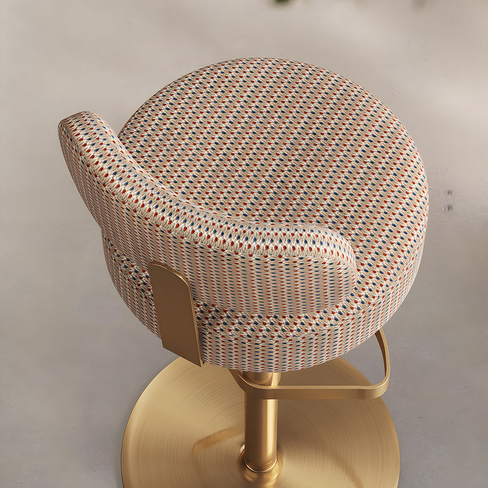 1 Piece Modern Upholstered Adjustable Bar Stool with Gold Metal Base