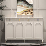 Load image into Gallery viewer, 55.1" Modern Luxury Shoe Cabinet with Arched Panel Doors &amp; Gold Accents Elegant Entryway Storage Sideboard
