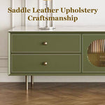 Load image into Gallery viewer, 70.87" Modern Green TV Stand with Gold-Ribbed Glass Doors &amp; Storage Drawers
