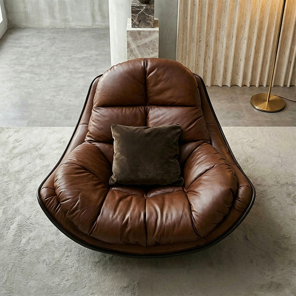Modern Oversized Faux Leather Lounge Chair Deep Seat Lazy Sofa Accent Chair