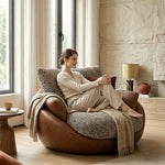 Load image into Gallery viewer, Modern Oversized Lounge Chair Faux Leather Upholstery Deep Seat Cozy Accent Chair

