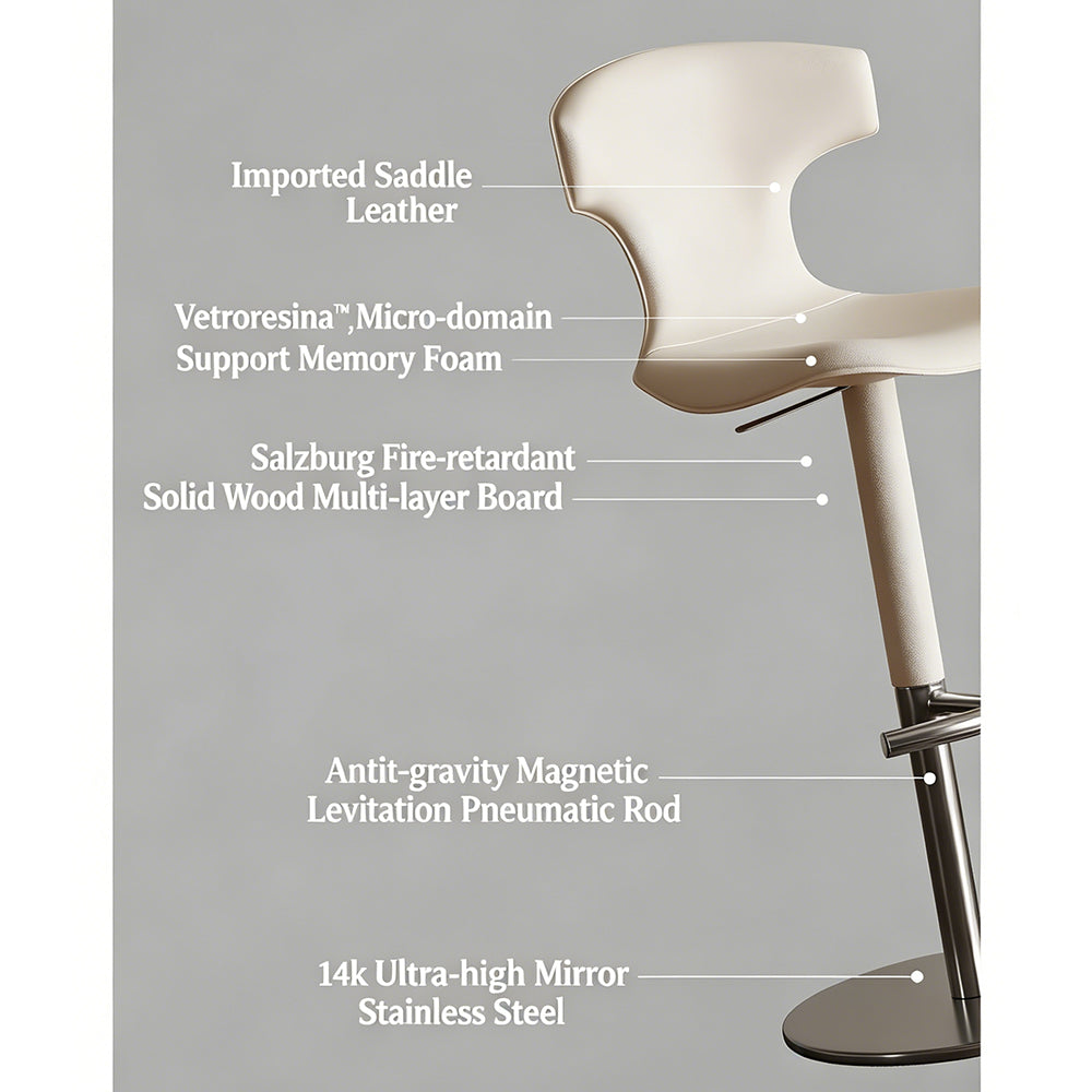 Modern Adjustable Swivel Bar Stool with Curved Backrest 1 Piece