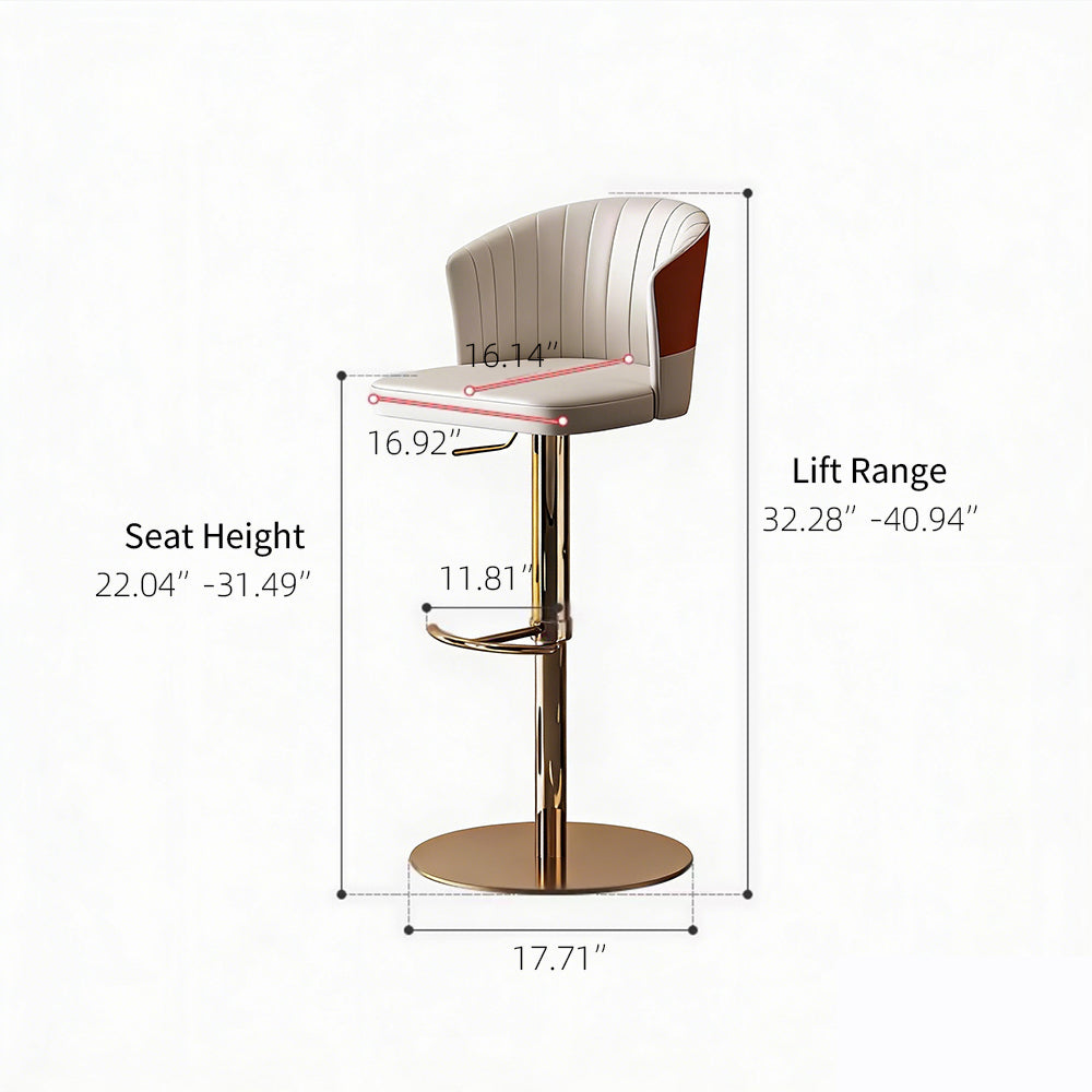Modern Adjustable Swivel Bar Stool Cream Faux Leather Upholstered Counter Chair Stainless Steel Base 1 Piece