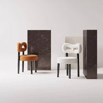 Load image into Gallery viewer, Modern Bouclé Dining Chair with Sculptural Open Backrest 1 Piece
