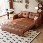Load image into Gallery viewer, Modern Brown Faux Leather Sofa Bed Pull-Out 2-in-1 Convertible Sleeper Couch
