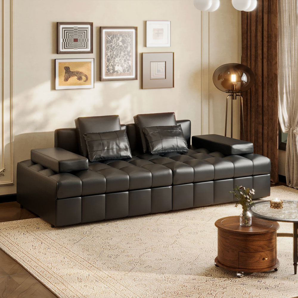 Modern Black Faux-Leather Sofa Bed Convertible Spacious and Stylish