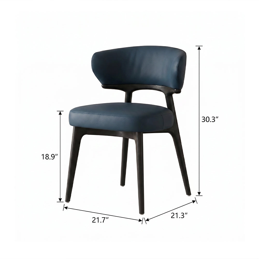 Ergonomic Curved Backrest Solid Wood Frame Faux Leather Dining Chair 1 Piece