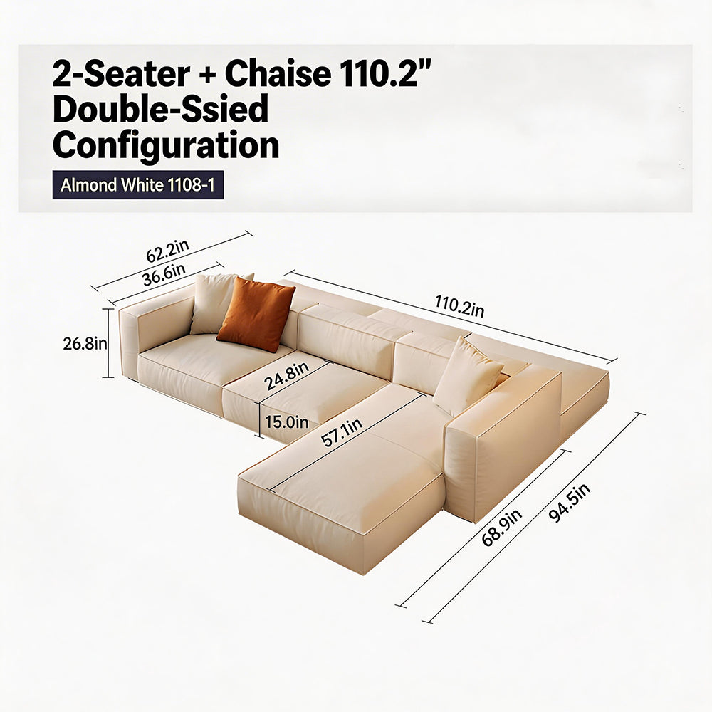Modern Double-Sided Sectional Sofa in Skin-Friendly Cat-Scratch Fabric with Latex Support